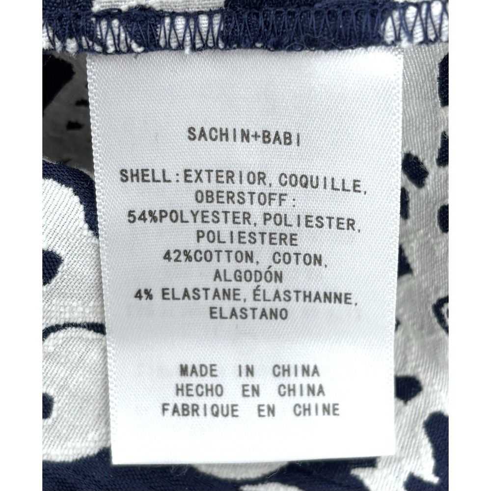 Sachin + Babi High Low Skirt Size 10 Navy Ivory Floral Print Pleated Pockets - Picture 8 of 8